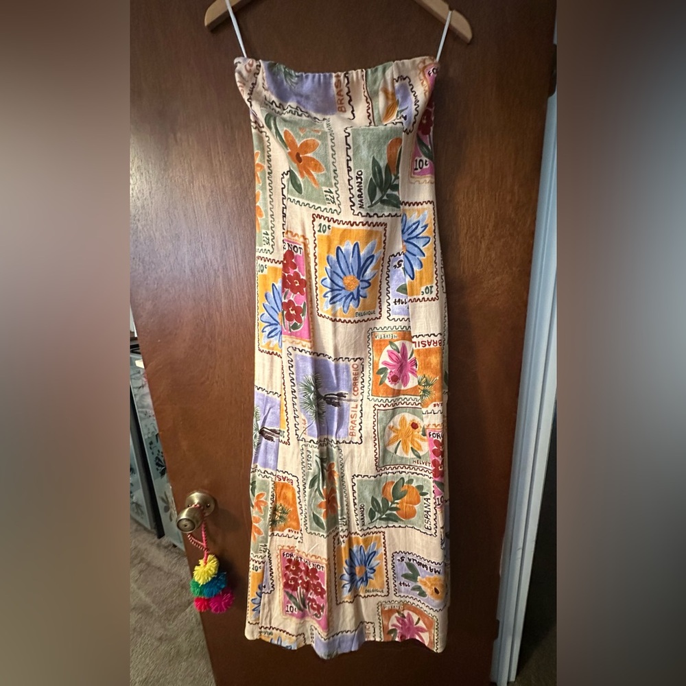 NWT PAPER HEART Linen Blend Boho Patchwork Maxi Flowy Dress